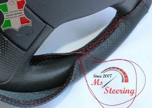 FOR PLYMOUTH VOYAGER 85-95 BLACK PERF LEATHER STEERING WHEEL COVER DARK RED STIT - Picture 1 of 5