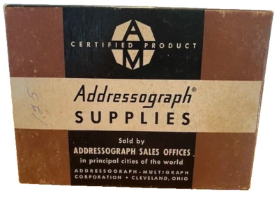 Addressograph Supplies Empty Box ( 5.75" x 4.25" x 2.75")-Vintage - Image 1 of 4