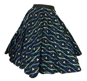 Vintage 1950s Black Print Full Circle Skirt Swing Dance Rockabilly - Picture 1 of 8