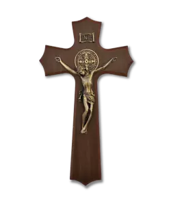 †MEDAGLIA/CROCIFISSO SAN BENEDETTO: Croce da parete in legno 13" - Sacramentale cattolico - Foto 1 di 1