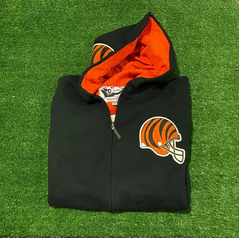 Retro Throwback Mitchell and Ness Cincinnati Bengals full zip hooded jacket XXL Cover