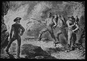 COAL MINING : USING FIRE EXTINGUISHERS C1875 VICTORIAN Magic Lantern Slide MINER - Picture 1 of 5