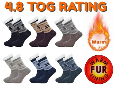 Mens Thermal Socks 4.8 Tog Fleece Sherpa Lining Slipper Gripper Bed Sock 6-11 - Image 1 of 3