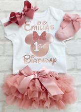 Personalised Girls Frilly Tutu Knicker One 1st First Birthday Minnie Dusky Pink