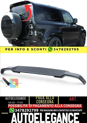 Spoiler Tetto Posteriore Lip Black Gloss per Land Rover Defender L663 90 110 - Immagine 1 di 4