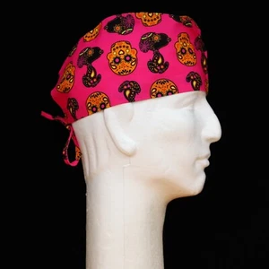 Peanuts Gang Snoopy & Halloween Skull on Pink theme Scrub Hat - Picture 1 of 1