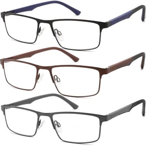 3 Pack Reading Glasses Men 3.25 Blue Light Blocking, Readers Men with Spring ... - Picture 1 of 6