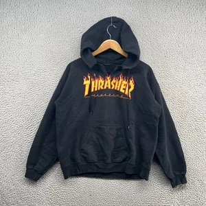 Thrasher Hoodie Mens Medium Black Hooded Sweatshirt Y2K Surf Skate 90s Vintage - Picture 1 of 10