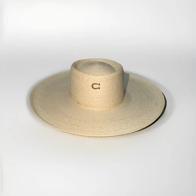 CHARLIE 1 HORSE VAQUERA SMALL SIZE HAT 16.5" BY 17.5", MEXICAN PALM WHITE NOBAND - Image 1 of 4