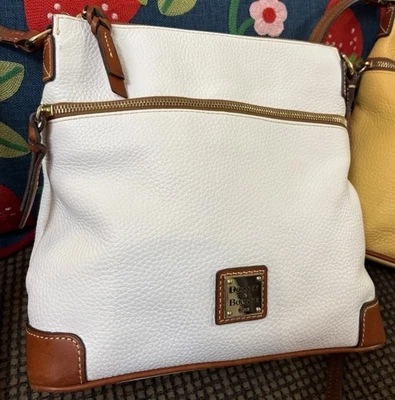 Dooney Bourke White Pebbled Leather Letter Carrier Crossbody Shoulder Bag - Image 1 of 4