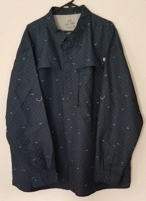 Realtree Mens Fishing Shirt Size 3XL Blue Longsleeve Fish Print Button Up - Image 1 of 4