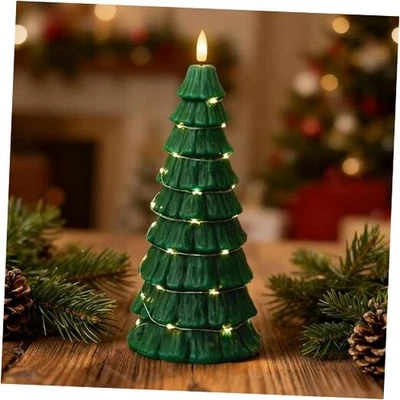 Velas de árbol de Navidad con control remoto, árbol de Navidad verde sin llama de Navidad Foto 1 de 4