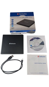 Verbatim External Slimline CD DVD Writer USB 2.0 M DISC 98938 Windows Mac Nero - Picture 1 of 8