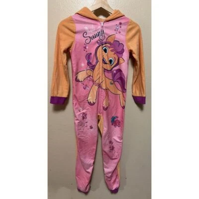 My Little Pony Sunny Pajamas Sleeper Hoodie One Piece Costume Zip Girls Sz 8 - Image 1 of 4