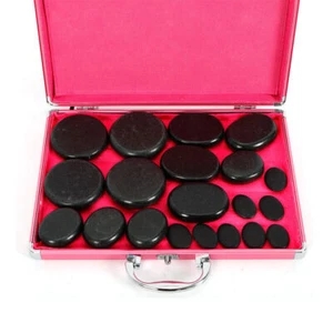 Kit de masaje con piedras calientes de 20 piezas Masajeador SPA de roca de basalto volcánico + Caja de calentador - Imagen 1 de 12