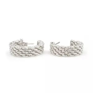 Pendientes de aro de malla Somerset estrecho de plata esterlina Tiffany & Co. - Imagen 1 de 4