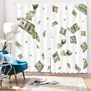 Money Was Flying In Air 3D Blockout Photo Print Curtain Fabric Curtains Window - Bild 1 von 10
