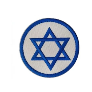 BANDERA DE ISRAEL JUDÍA Estrella de David BANDERA ISRAELÍ GANCHO TÁCTICO PARCHE AZUL Redondo - Imagen 1 de 3