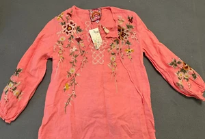 NWT Johnny Was Acacia Linen Split Neckline Top Size XXS - Picture 1 of 8