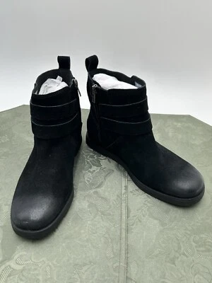 Botas UGG Mujer Talla 7 Moto Motociclista Negras Gamuza Cremallera Botín al Tobillo Foto 1 de 4