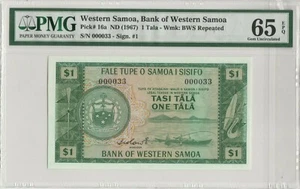 1967 Bank of Western Samoa One Tala Fancy low no 000033 PMG 65 Gem-Uncirculated - Picture 1 of 2