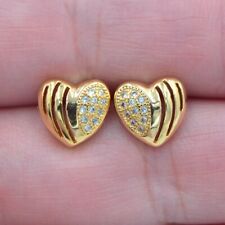 18K Yellow Gold Filled Clear Topaz Fashion Love Hearts Stud Earrings Jewelry