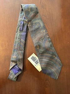 Corbata Ralph Lauren etiqueta púrpura vintage geométrica 100 % seda $235 para hombre. - Imagen 1 de 4