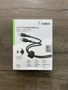 Belkin BoostCharge Pro Flex USB-C To USB-C Connector Cable + Strap - 6.6FT - NEW - Picture 1 of 3