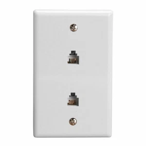 Wall Plate Jacks 6P4C Double White 463-N - Picture 1 of 1