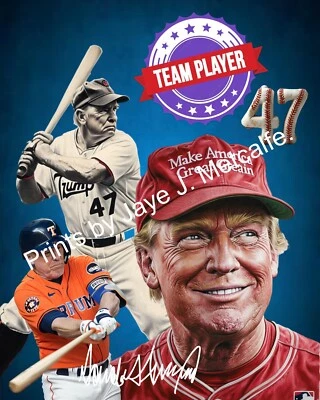 Bola de beisebol Donald Trump estampa 8x10. - Imagem 1 de 4