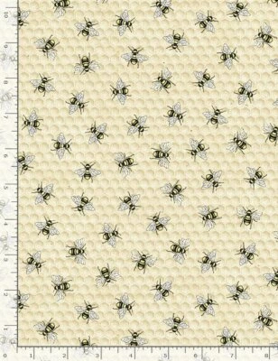 Abejas Abejas Miel de Abeja Natural 7173 Tela de Algodón Duradera atemporal 37" Perno FINAL Foto 1 de 2