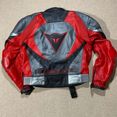 VINTAGE Dainese Leather Motorcycle Jacket Mens Large 56 EU Red Black Racing - Image 1 of 4