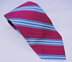 Brooks Brothers 346 Tie Fuschia Pink Blue Striped Pure Silk Made In USA 59"X3.5" - Picture 1 of 4