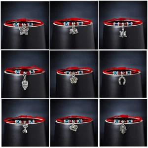 Unisex Charm Red String Rope Braid Bracelet Adjustable Handmade Blue Eye Jewelry - Picture 1 of 51