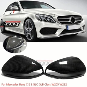 Carbon Mirror Caps Cover For Mercedes Benz C S E Class W205 W222 W213 W257 2016+ - Imagen 1 de 9