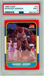 1986 Fleer #54 Marques Johnson PSA 9 Mint Los Angeles Clippers - Picture 1 of 2