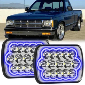 Pair Fit Chevy S10 Pickup 1982-1997 5x7 7x6" LED Headlights Blue Halo Hi/Lo Beam - Picture 1 of 12