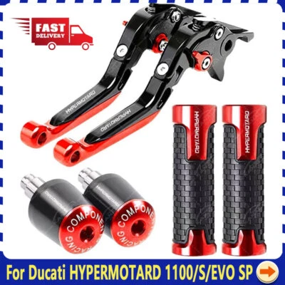 3PCS For Ducati HYPERMOTARD 1100/S/EVO SP Handle Grips Cap Brake Clutch Levers - Image 1 of 4
