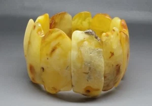 Bracciale Ambra Baltica Naturale Originale 60 gr Senza Miglioramento Butterscotch - Foto 1 di 7