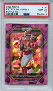 2022 Panini Prizm Patrick Mahomes Purple Ice Prizm 152/225 #139 PSA 10 KC CHIEFS