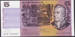 $5 Fraser/Cole Last Prefix QPG vUnc R213L Australia 1991 Last Paper Note - Picture 1 of 1