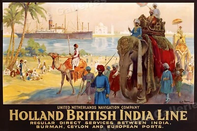 1930s “Holland British India Line” Vintage Style Cruise Travel Poster  - 24x36 - Image 1 of 3