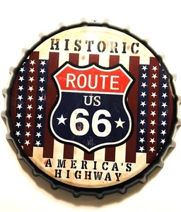 Historic Route 66 US Bottlecap Sign New 13 1/2inches - Picture 1 of 3