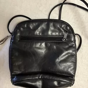 Donald J. Pliner Black Sherpa/Soft Leather Crossbody Bag Zip Closure Lined Purse - Picture 1 of 6