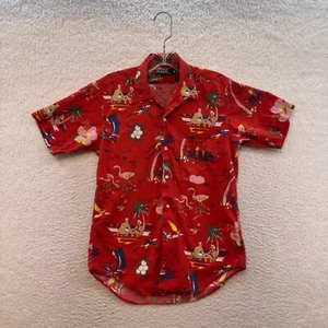 Vintage Polo Ralph Lauren Hawaiian Button Shirt 16 Boys Kids Red Geometric Beach - Picture 1 of 7