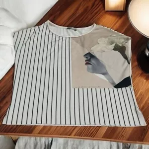 Zara Striped Fashion Woman With Hat Abstract Sleeveless Shirt Women’s Size S - Picture 1 of 7