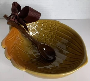 Hallmark Eichel Schüssel und Löffel Keramik Servierschale Set. 6,5” X 5” Zoll. - Bild 1 von 8