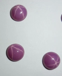 Opaque Star Ruby Round 9x9 mm Cabochon 6 Rayed Lab-created Stone 3 pieces Lot - Picture 1 of 12