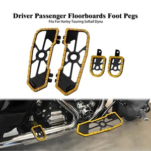 Black Yellow Driver Passenger Floorboards Pegs For Harley Touring Softail Dyna - Picture 1 of 11