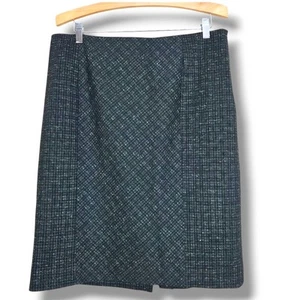 Carlisle sz 14 Pencil Skirt Black Tweed Knee Length Back Slit - Picture 1 of 13